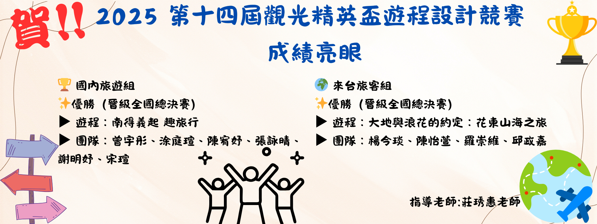 2025 第十四屆觀光精英盃遊程設計競賽-結果公告